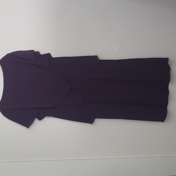 Formal Dress Maxi Cocktail Bead Trim Purple Dark Romance Fairycore Short Sleeve - Picture 7 of 12